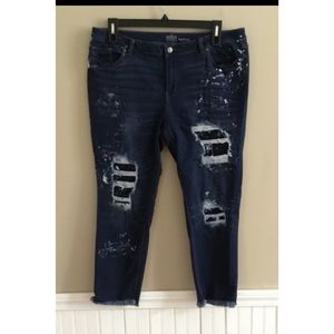 Soho Women Distressed Paint Splatter Boyfriend Blue Jeans 16